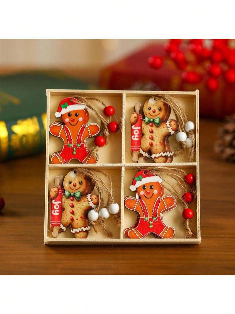 12pcs/set Faceless Old Man Christmas Wooden Pendant Box Set Christmas Tree Small Pendant Christmas
