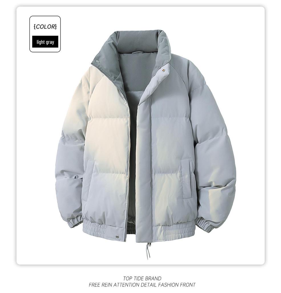Color Block Stand Collar Cotton Padded Jacket – Warm, Casual, and Versatile Winter Coat