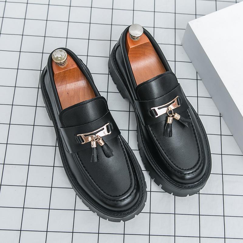 

Men s loafers large size four-season new men s foot cover tassel leather shoes fashion platform business shoes 46