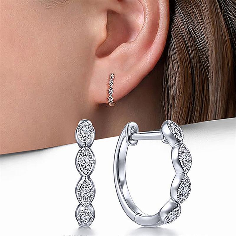 Huitan Fancy  Color Hoop Earrings for Women Paved Crystal CZ Daily Wear Fashion Elegant Female Accessory Statement Jewelry