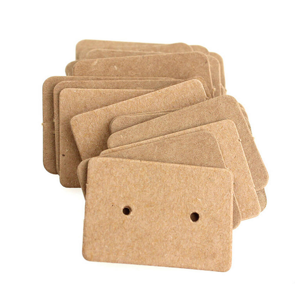 100Pcs Professional Type Earring Ear Studs Holder Display Hang Kraft Cards Paper