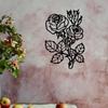 Wrought Iron Metal Wall Art, Elegant Floral Decor for Home Garden Indoor Outdoor, Black Rose Hanging Ornament, Housewarming Gift