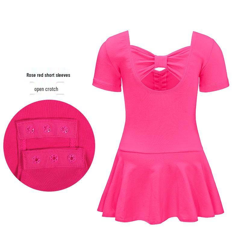 

Летнее танцевальное трико для девочек - Детский костюм для практики с короткими рукавами для танцевальных экзаменов Size 170 (Height 165-170cm)