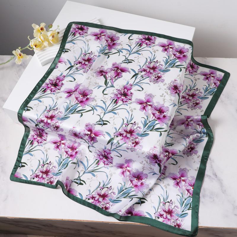 Silk Women's Square Scarf - Chinese Style Headscarf for Spring, Summer, Autumn - Neck Protection & Warmer - Elegant Thin Mom Style