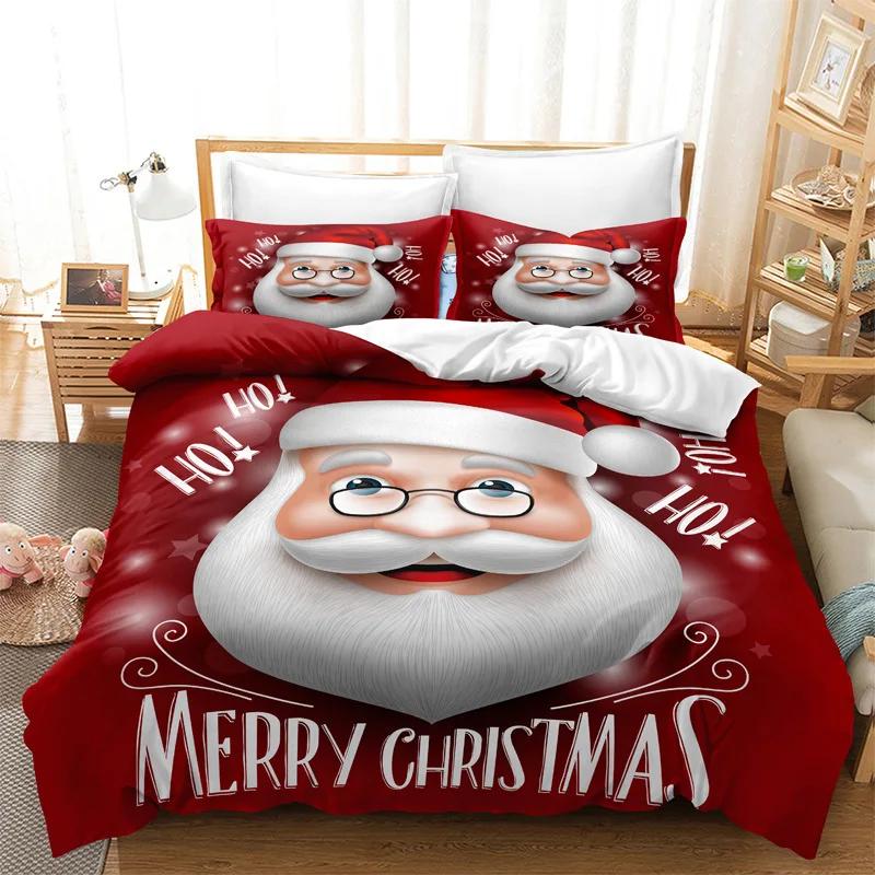 

Santa Claus Duvet Cover Set with Pillowcases No Filling WashedBedding Set of 3 Pieces King Size Bedding Set Christmas Gift EU Single135x200cm