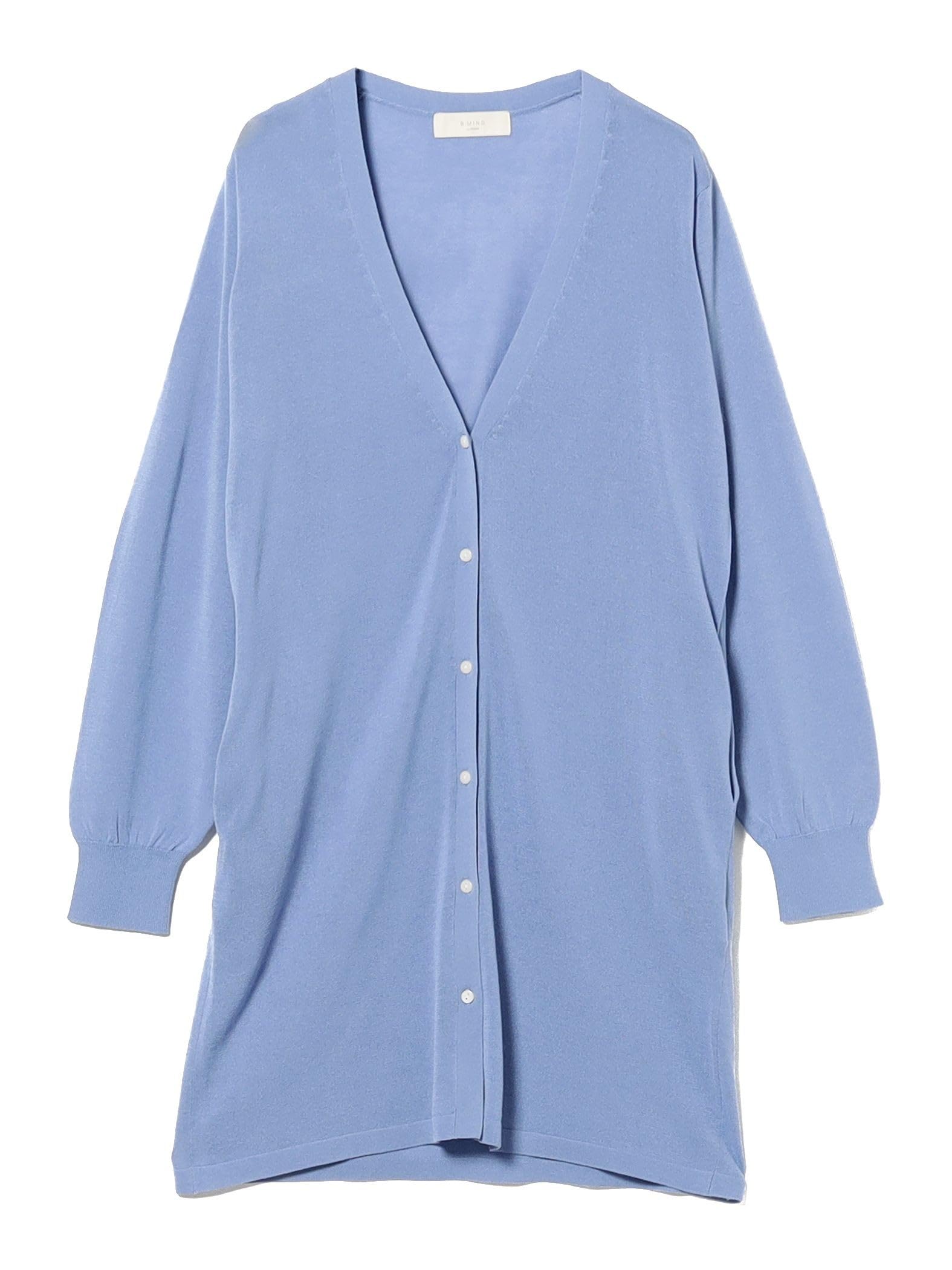 

В:MING LIFE STORE от BEAMS Женский стирающийся кардиган из трикотажа с длинным рукавом светло-голубого цвета, единый размер