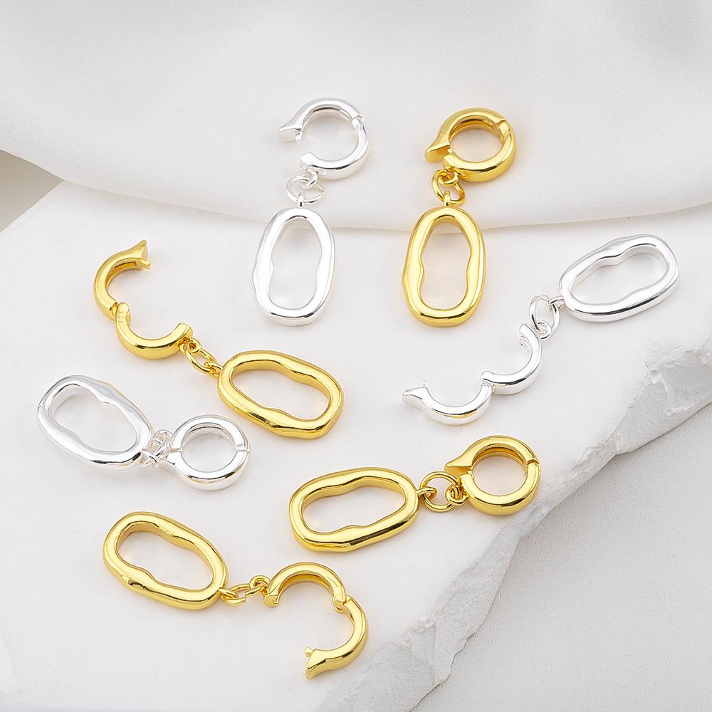 18K Gold Plated Irregular Oval Double Circle Fastener DIY Jewelry Making Accessories Connectors Clasp Necklace Bracelet Supplies