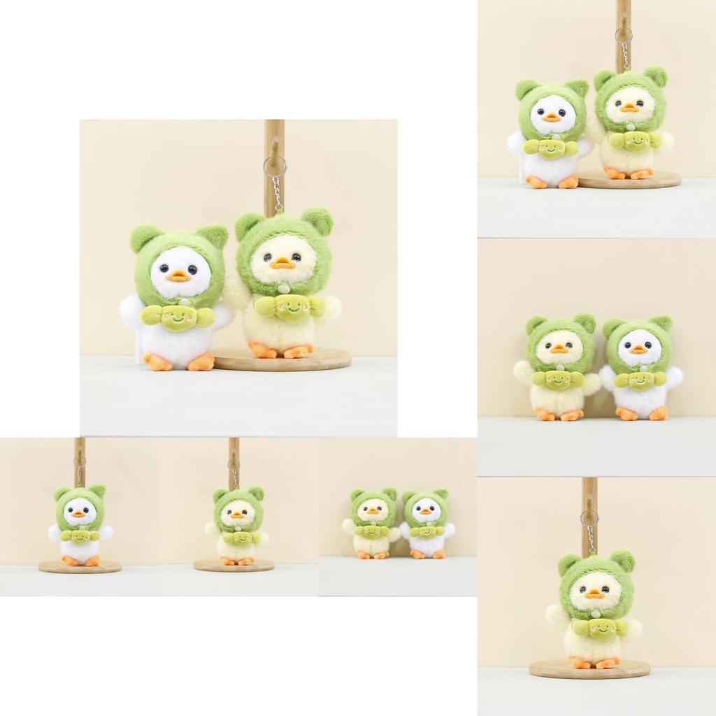 Charming Emotion Candy Duck Plush Toy With Frog Hat White And Yellow