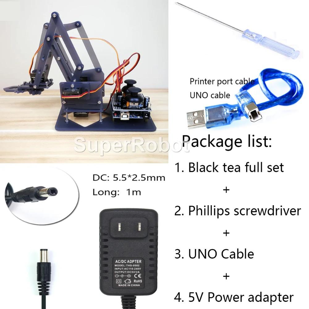SG90 MG90S 4 Dof Kit Robot Acrilic Mecanic Manipulator Gheară Neasamblat Pentru Arduino Braț Robotic Kit STEAM Programare Braț Robotic