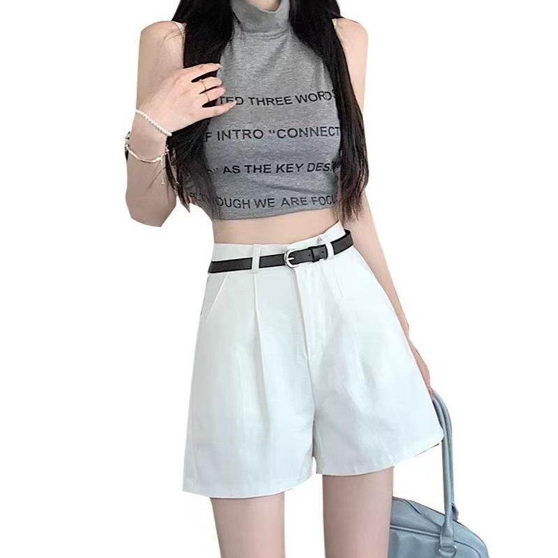 2025 Spring/Summer Women's High-Waisted A-Line Wide-Leg Shorts - Korean Style, Petite Slimming Fit