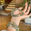 Natural Green Rutilated Quartz Bracelet for Women, Forest Style Wood Element Crystal Bracelet, Original Design, Gift for Best Friend