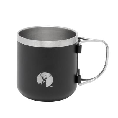CAPTAIN STAG Outdoor Cup Mug Tumbler CS Vacuum składany uchwyt kubek 300ml stal nierdzewna czarny UE-3596