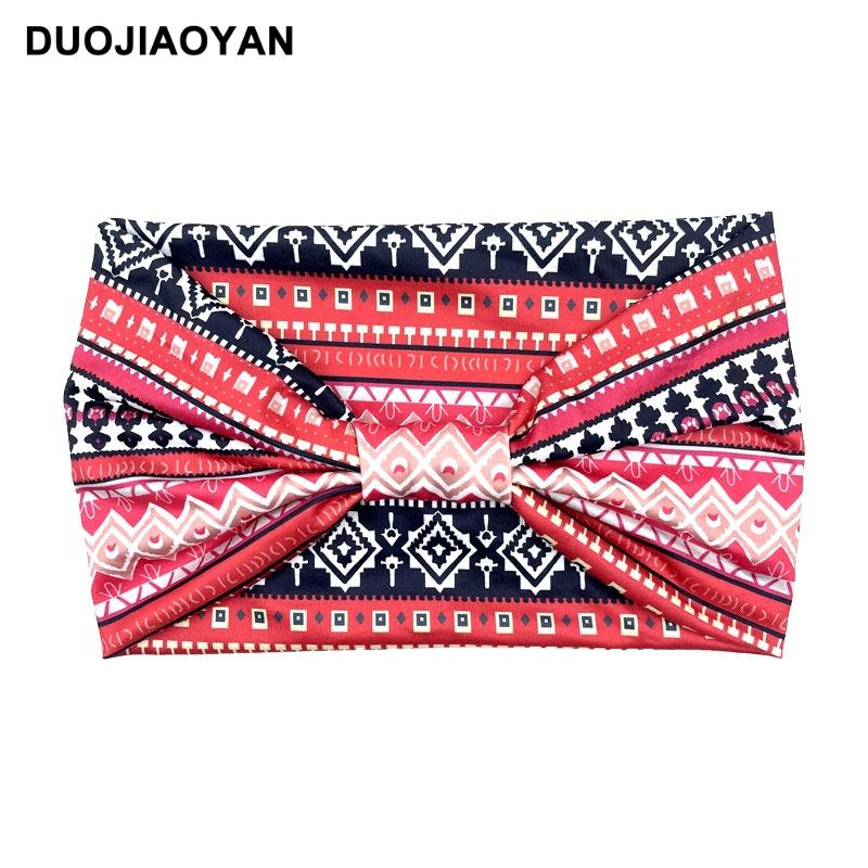 Knot Headband, Color Blocked Pattern Printed Sports Headband, Fashionable Polka Dot Wide Edge Elastic Headband