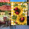 2D Flat, Ladybugs and Sunflowers Summer Flowers Garden Flag-2-double Sided Garden Flag, Yard Decoration, Outdoor Decoration, Lawn, Flag Only, , T Prin