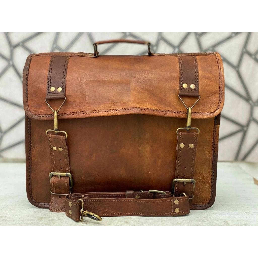 Vintage Laptop Handmade Briefcase Bag Satchel Messenger (Men's Bag)  Leather