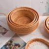 Vietnamese Handmade Rattan & Bamboo Basket for Fruit or Steamed Buns - Round, Simple Design for Household Use