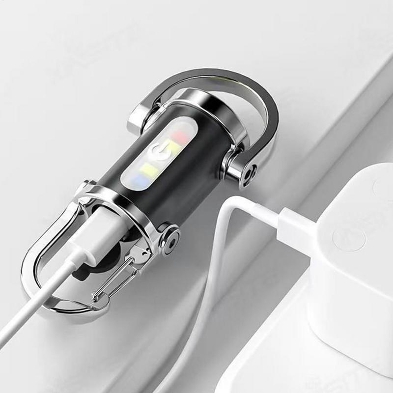 LED Keychain Light Long-lasting Camping Mini Flashlight Waterproof Outdoor USB Signal Warning Pocket Lamp For Survival Fishing