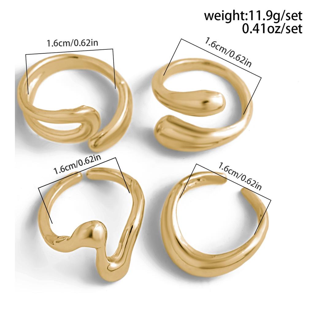 DIEZI Exaggerated 6 Style Geometric Metal Rings For Women Men Fashion Punk Gold Silver Color Knuckle Joint Ring Set Jewelry
