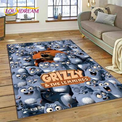 Cartoon Grizzy and The Lemmings Carpet Rug for Bedroom Living Room Home Sofa Decoration,Children Game Large Decor Floor Mat Gift