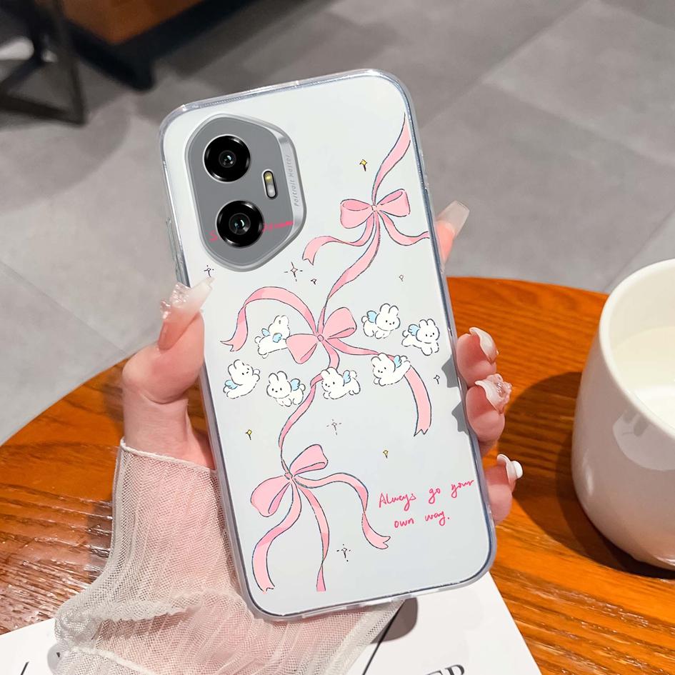 Silicone Soft TPU For Huawei Honor 300 Pro 70 200 Lite X5B Plus X6 X6B X6S X8 Back Cover Fashion Pink Bow Tie Pattern Transparent Anti Slip For Huawei