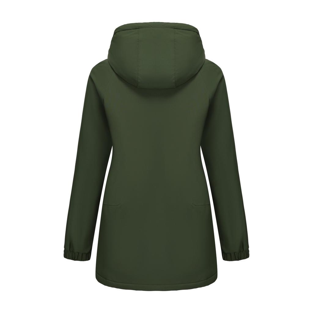 Damen Casual, Stilvoll, Abnehmbare Kapuze, Winddicht, Warme Wanderjacke, Winddichter Mantel, Baumwollmantel