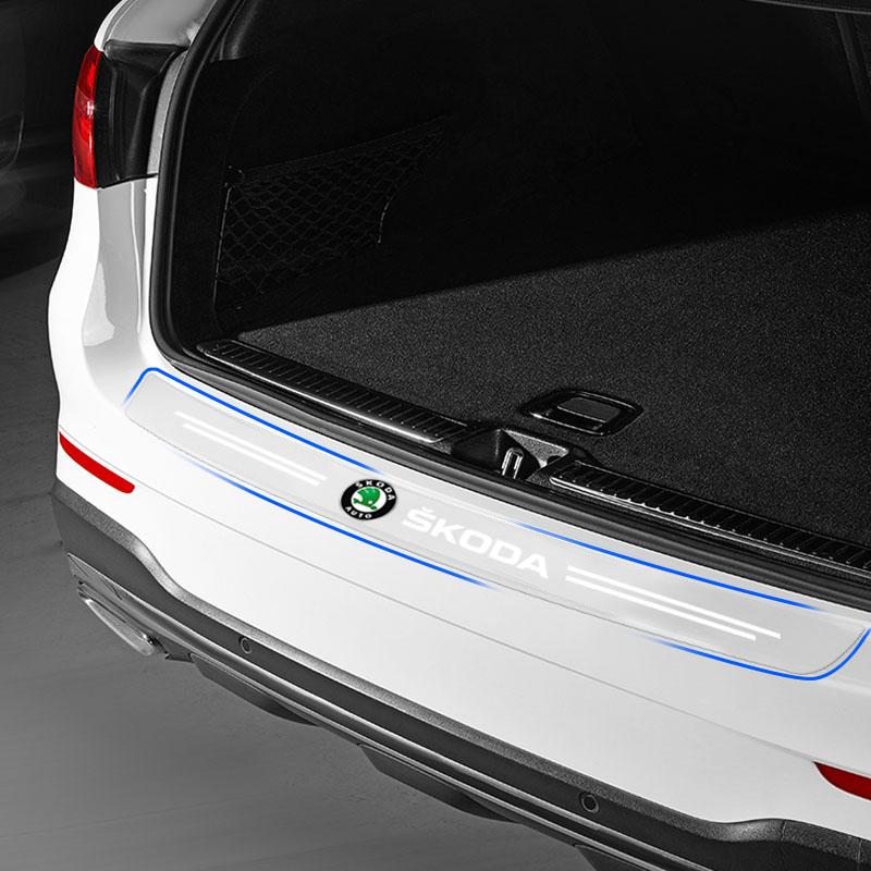 1Pcs Transparent Car Trunk Badge Protective Sticker Car Accessories For Skoda Octavia Superb Rapid Kodiaq Karoq Fabia Kamiq Roomster Citigo