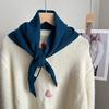 A Solid Color Wool Knitted Triangle Scarf for Women, Can Be Worn as a Fake Collar, Decorative Scarf for Air-Conditioned Rooms, Fashionable Shawl