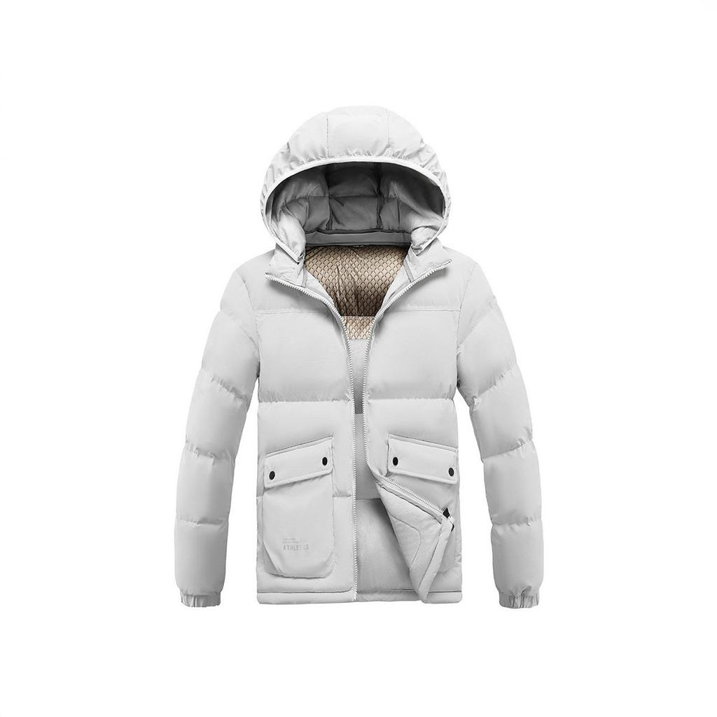 Lightweight Cotton Coat Men's Winter Solid Color Graphene Slim Fit Removable Hat Thickened Hooded Jacket Men