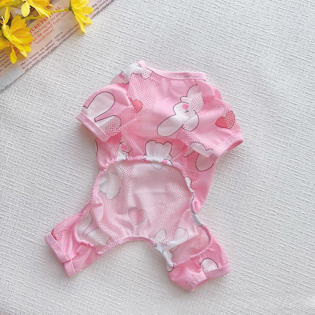 Summer Breathable Dog Clothes Thin Mesh Anti Shedding Four Leg Outfit for Small Medium Teddy Bichon Pets Ins Style