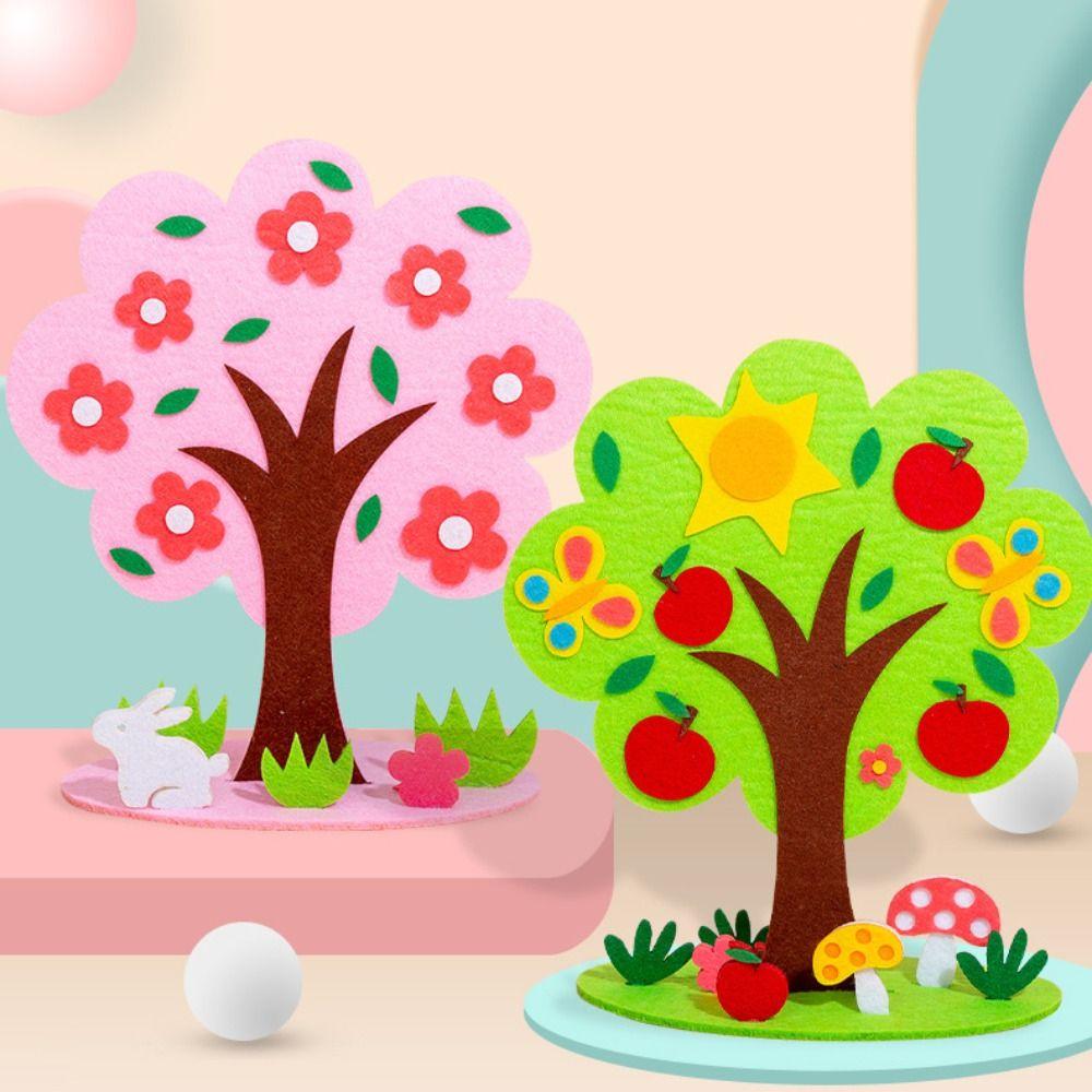 Vibrant Colors Felt Tree Kit Non-Woven Fabric Kids Puzzle Toy DIY Craft Kit Kindergarten Education