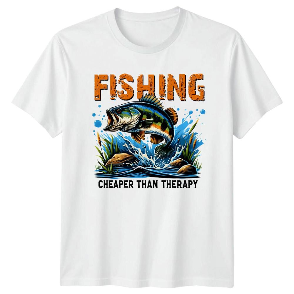 Fishing Cheaper Than Therapy Bass Fish Graphic Adult TShirt S