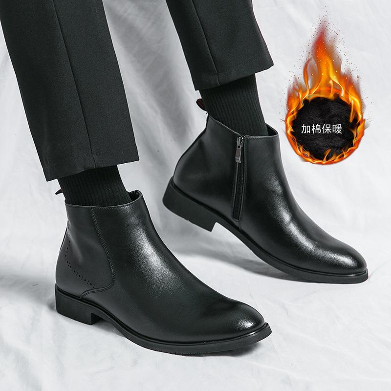 Chelsea boots autumn and winter black high-top leather shoes leather boots British short boots business dress