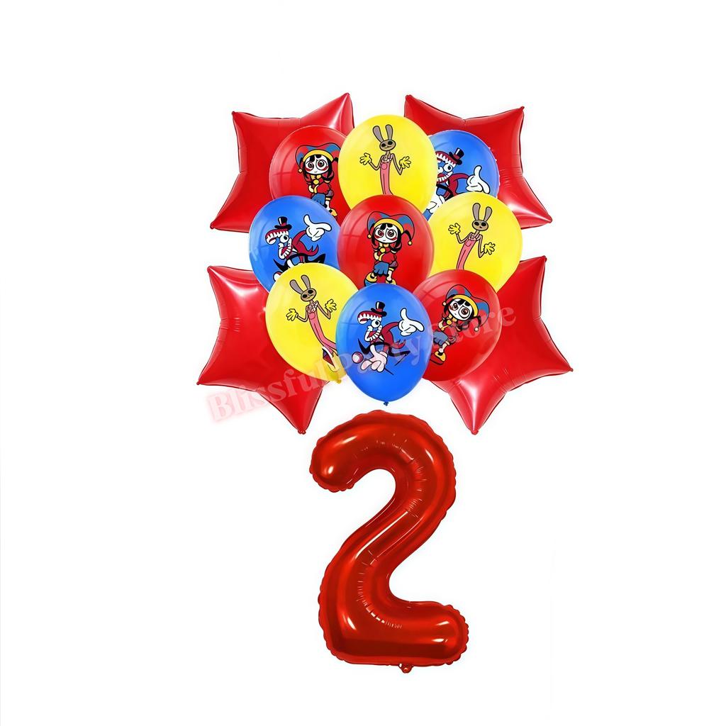 Amazing Digital Circuses Birthday Party Decoration Tableware Cup Plate Balloon Cake Topper Kids Event Supplies Baby Shower Favor