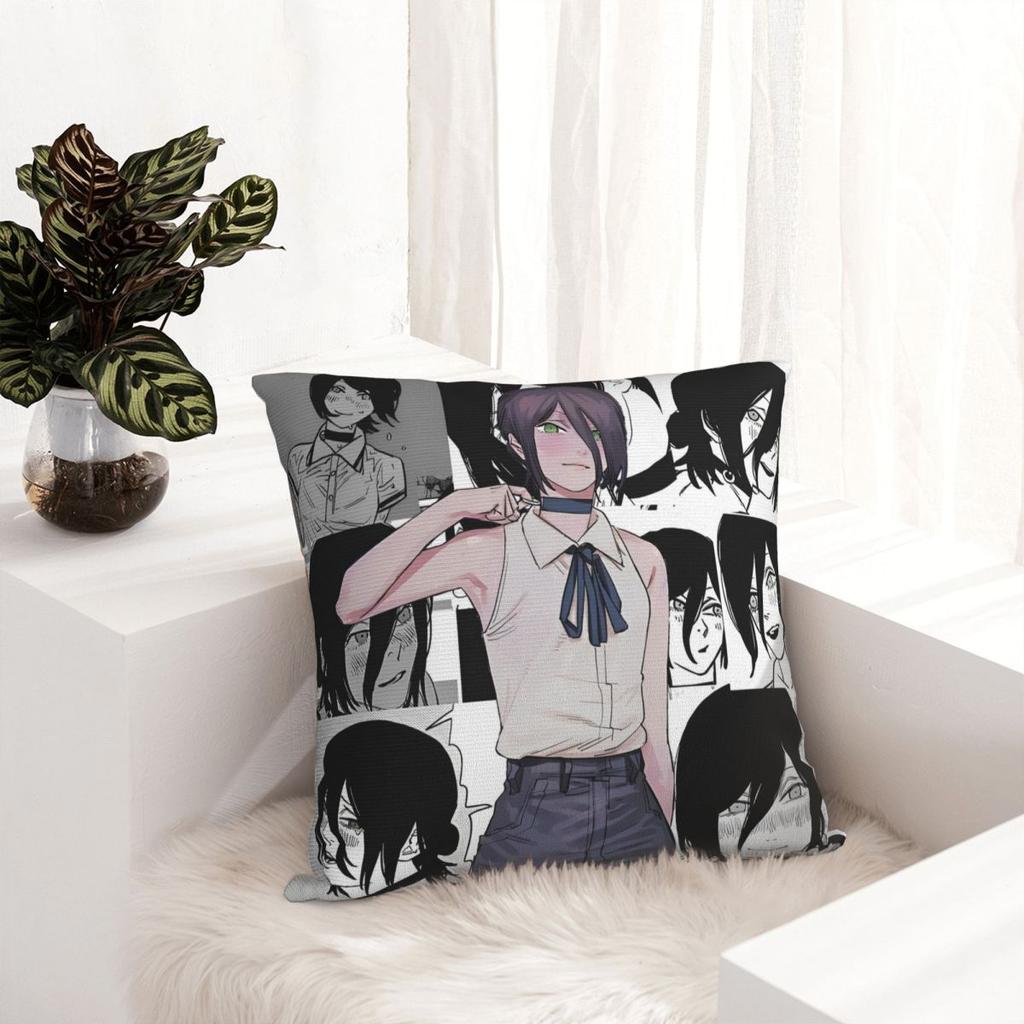 Chainsaw Man Reze Pillowcase Polyester Cushion Cover Decoration Anime Manga Throw Pillow Case Cover Home Dropshipping 45*45Cm