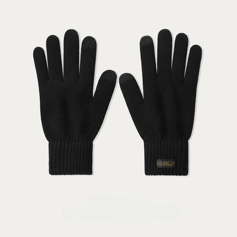 Knitted gloves for men and women autumn and winter warm for outdoor cycling windproof and cold proof touch screen woolen gloves