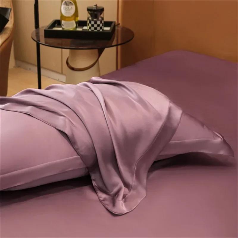 Taie d'oreiller en soie pure 25 Momme Taie d'oreiller 100 % soie de mûrier Beauty Silk Modèle passepoilé de couleur unie
