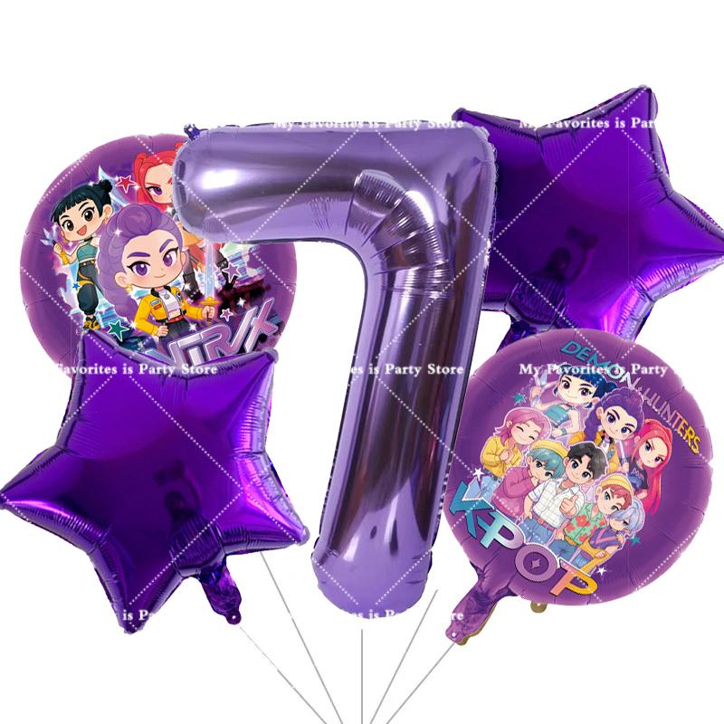 Kpop Demon Hunters Children Birthday Party Decoration Ball Number Digit 1-10 Balloon Set Baby Shower Supplies Gift Toy s Round Sensory Compression