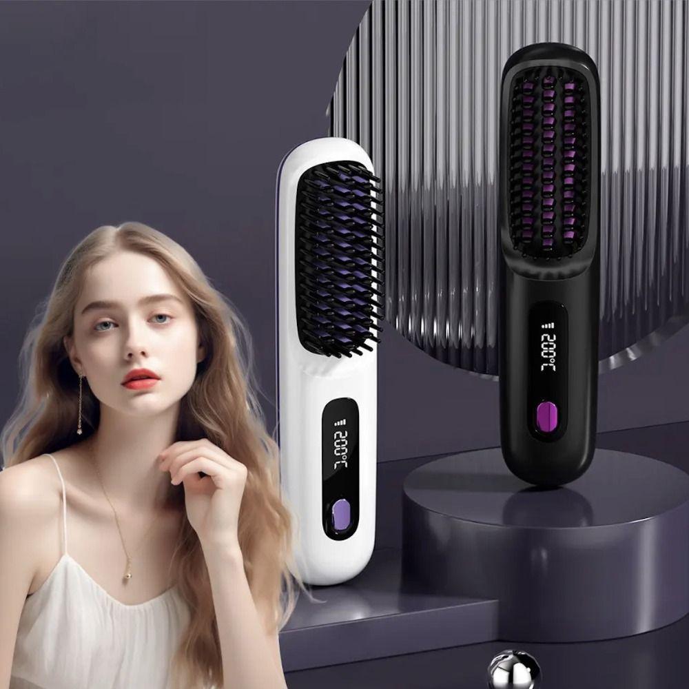 3 Temperature Settings Heating Comb Anti-Scald Protection USB Charging Hair Brush  Personal Care