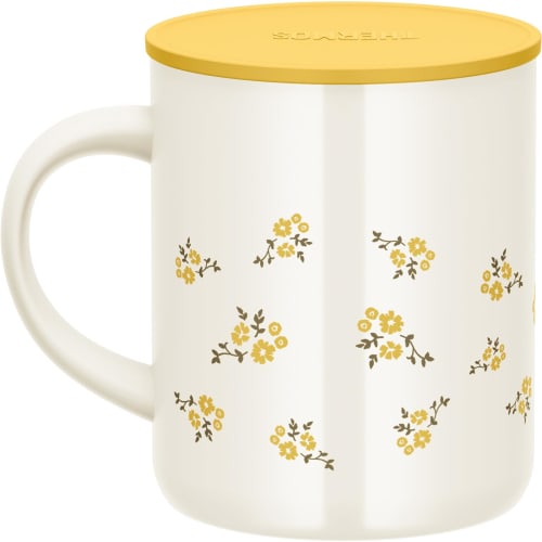 THERMOS Stainless Steel Vacuum Insulated Mug, 350ml, Yellow Flower, JDG-352LTD YF