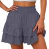 Womens Summer High Waist Ruffle Skirt Cute Flowy  Skirt Casual Comfy Elastic Shorts Wrap Beach Shorts