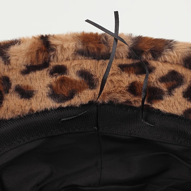 Hat Woman Winter Show Face Little Leopard Print Fisherman Hat Woman Versatile Warm Pot Hat Ins Plush Bucket Hat
