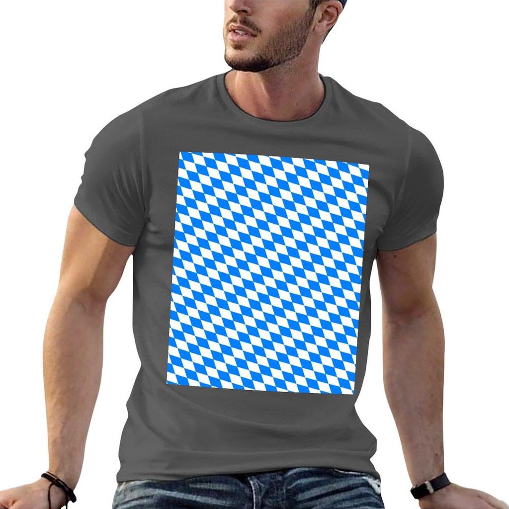 Bavarian Blue And White Diamond Flag Pattern Tshirt Street Art Print Tee Shirt