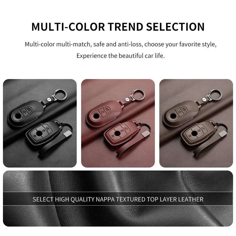 Car Key Fob Shell For Mercedes Benz A C E S G Class CLE CLA GLC W177 W205 W213 W222 X167 AMG Leather Car Remote Key Case Cover