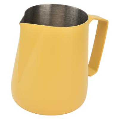 Milk Frothing Pitcher Thickened Frother Cup 450ml with Pointed Spout for Coffee Machine CafeYellow