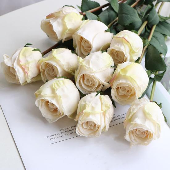 Simulation Flower Vibrant Color Thicker Petals Non-Withering Realistic Looking Bent Freely Decorative Fine Texture Single Branch Artificial Rose