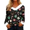 Women's Casual Fashion Long Sleeve Christmas Printed Flannel Collar Top