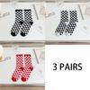 3 Pairs Women Cotton Socks Funny Black White Squares Plaid Casual Socks Breathable Middle Tube Socks