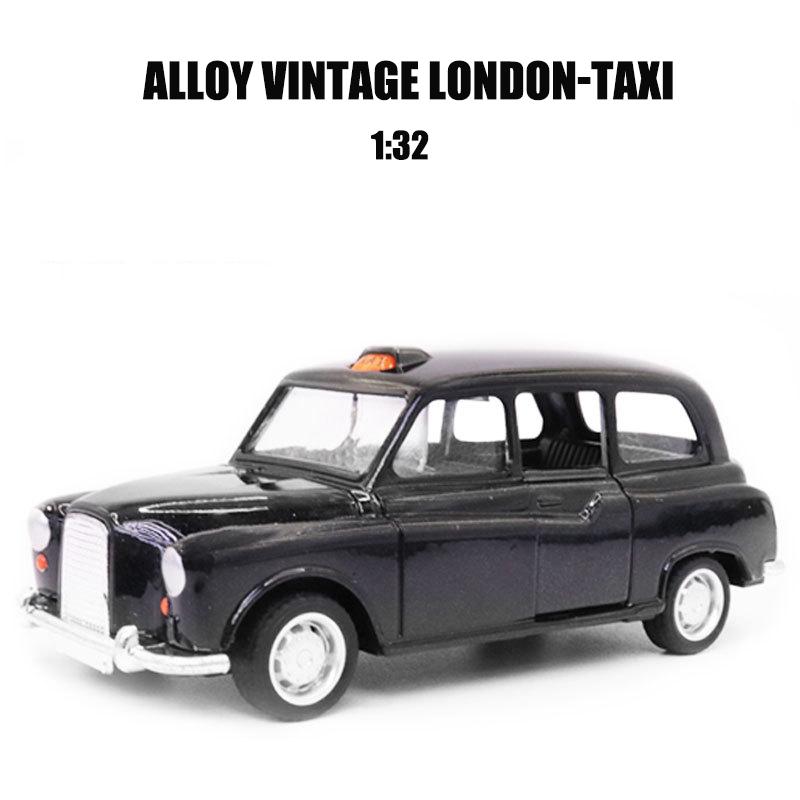 1:32 Alloy Diecast Vintage London-Taxi Car Model Doors Open Classic Pull Back Miniature Vehicle Replica For Collection Gift