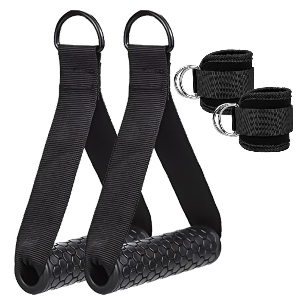 Gym Handles Ankle Straps Tricep Rope Carabiners Set Home Gym Cable Machine Attachments Accessories Exercise Equipment
