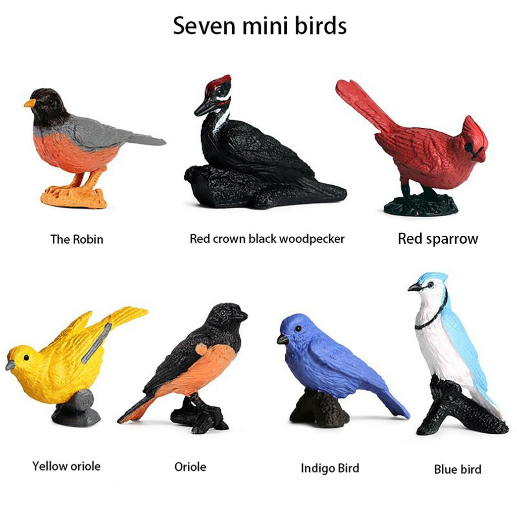 7pcs/10pcs/17pcs Children'S Science Education Cognitive Simulation Wild Bird Animal Model Solid Bird Mini Flamingo Parrot Toucan